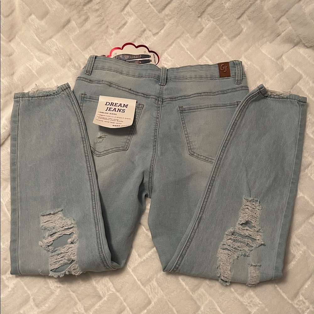 GOGO Light Blue High Rise Ankle Distressed Jeans size 11 Junior - Picture 7 of 8